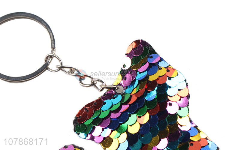 Cute Cat Shape Sequins Keychain Fashion Key Ring