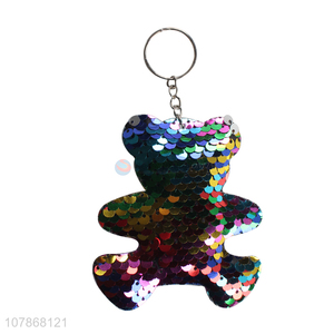 Hot Sale Colorful Sequins Bear Keychain Cool Key Chain