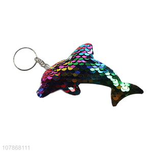 Wholesale Colorful Sequins Dolphin Shape Keychain