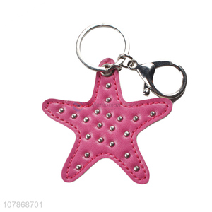 Promotional Pu Leather Five-Pointed Star Keychain