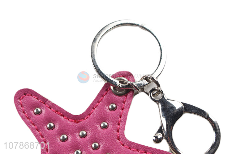 Promotional Pu Leather Five-Pointed Star Keychain