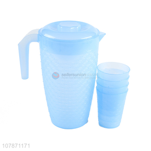 Low price high capacity plastic water jug set with 4 cups