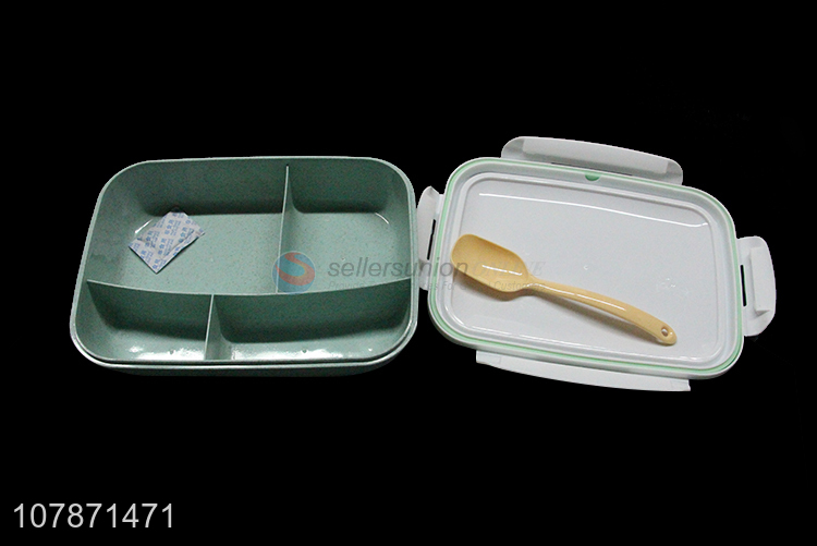 High quality divided lunch box 4 compartments bento box with spoon