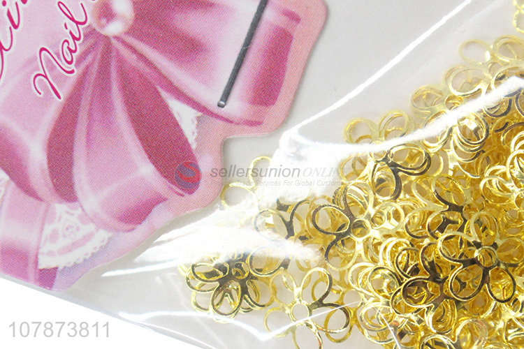 Yiwu Wholesale Golden Hollow Nail Art Diamond Metal Decoration Accessories