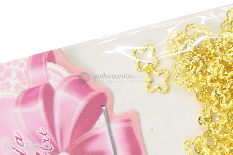 Factory direct sale golden hollow metal nail art DIY jewelry