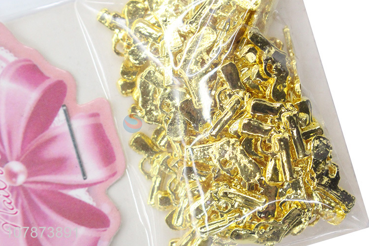 Unique design golden mini pistol nail polish metal nail accessories