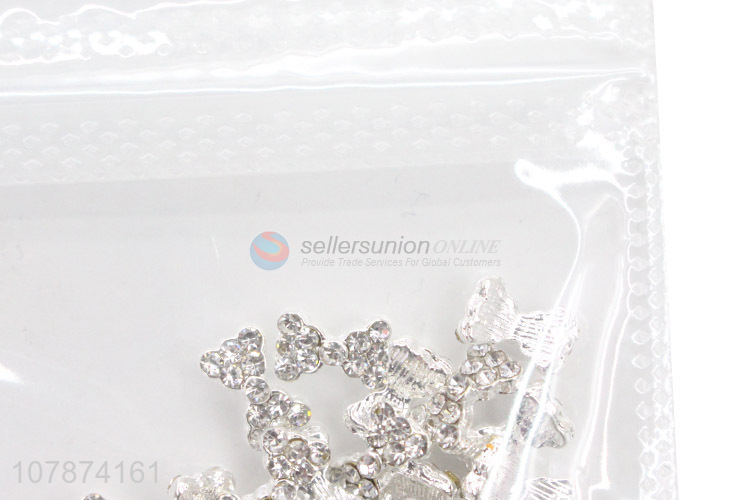 New design silver bow DIY nail art decoration accessories for girls