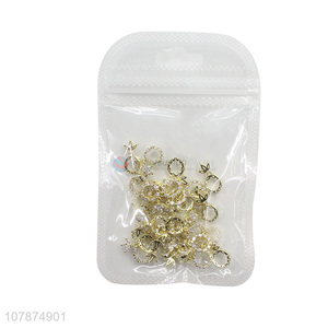 Good price golden hollow nail art DIY metal accessories wholesale