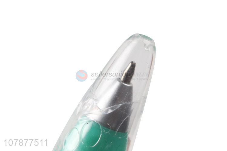 High quality green ballpoint pen plastic toy pen with cover