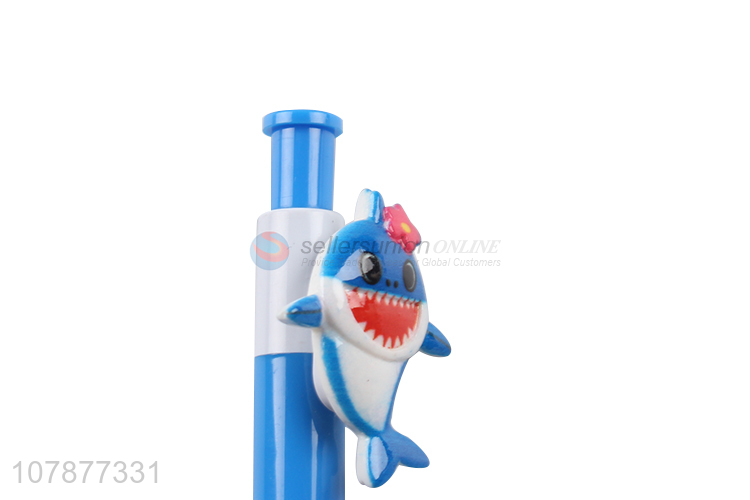 China export blue cartoon shark press ballpoint pen wholesale