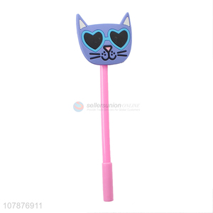 Hot sale pink plastic pen cartoon signature pen with lid