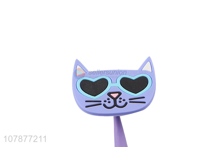 China factory purple cartoon cat head student writing pen wholesale