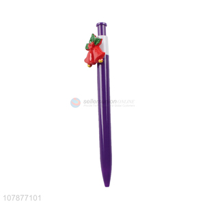 High Quality Purple Plastic Ballpoint Pen Christmas Bell Craft Pen