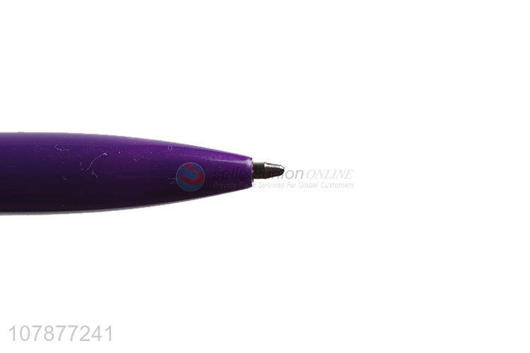 Hot selling purple plastic press writing ballpoint pen