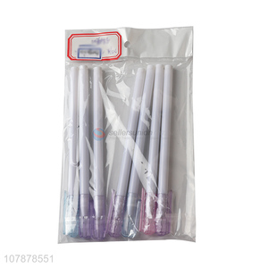 Factory direct sale white plastic ballpoint pen set with cover 7 packs