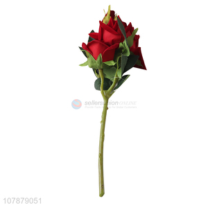 Best selling 3heads decorative artificial flowers red rose