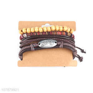 Wholesale from china cowhide leather hand-woven jewelry bracelet