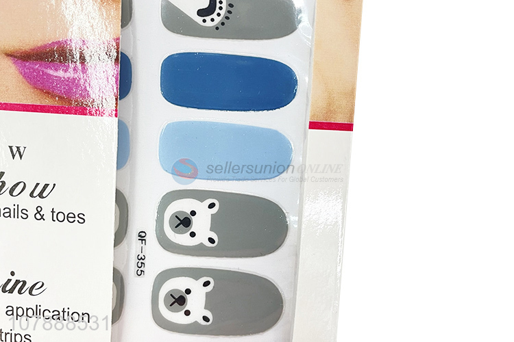 Yiwu wholesale cartoon animal full cover nail wraps nail stickers