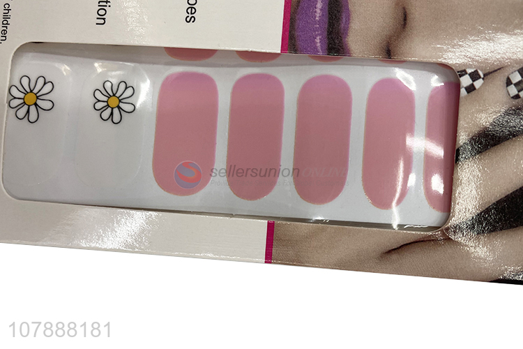 Low price daisy pattern nail wraps pink nail polish strips