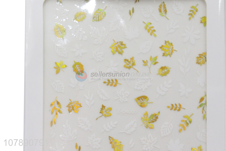 New arrival golden leaf paper nail decoration stickers