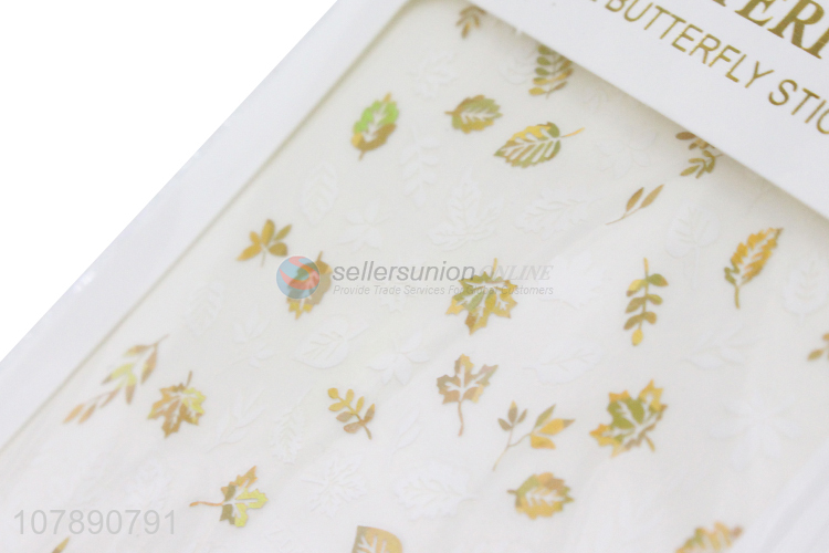 New arrival golden leaf paper nail decoration stickers