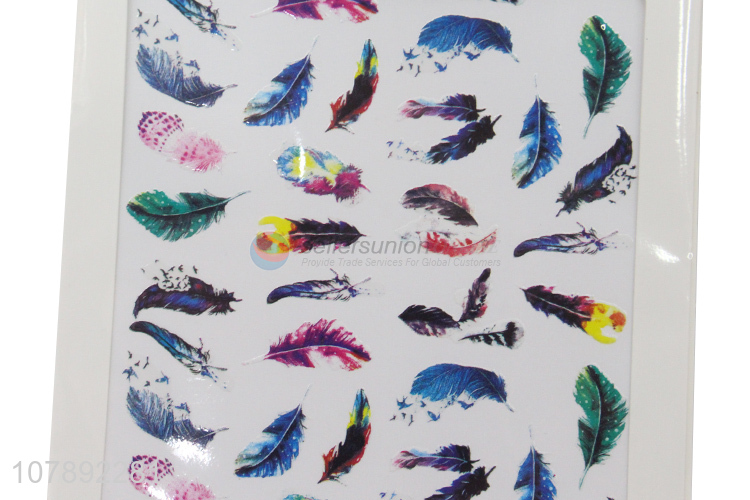 Popular products feather pattern women nail art stickers for sale