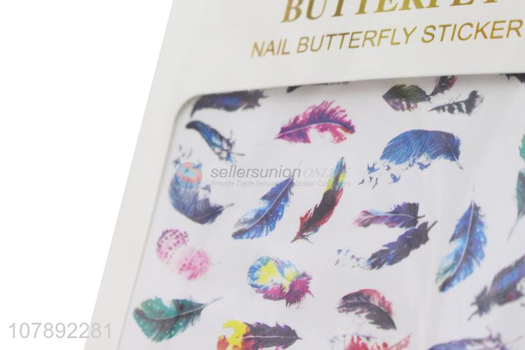 Popular products feather pattern women nail art stickers for sale