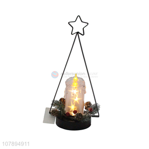 Low price battery powered Christmas metal art led candle Xmas ornaments