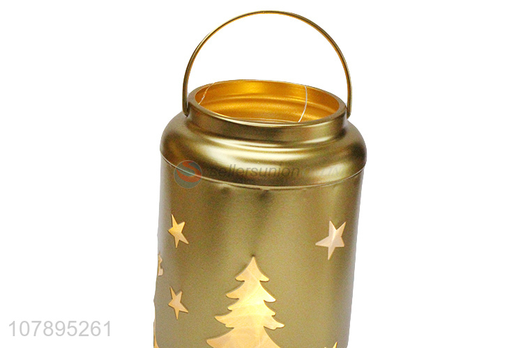 Yiwu wholesale gold led Christmas candle holder jar Christmas crafts