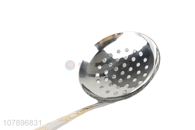 Yiwu wholesale silver stainless steel oblique handle colander