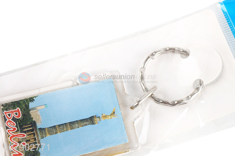 Fashion Color Printing Acrylic Pendant Key Ring Cheap Keychain