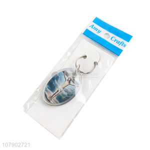 Custom Printing Oval Acrylic Pendant Key Chain Cheap Keychain