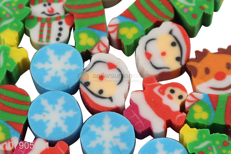 Best Quality Mini Colorful Christmas Printing Eraser Stationery Set