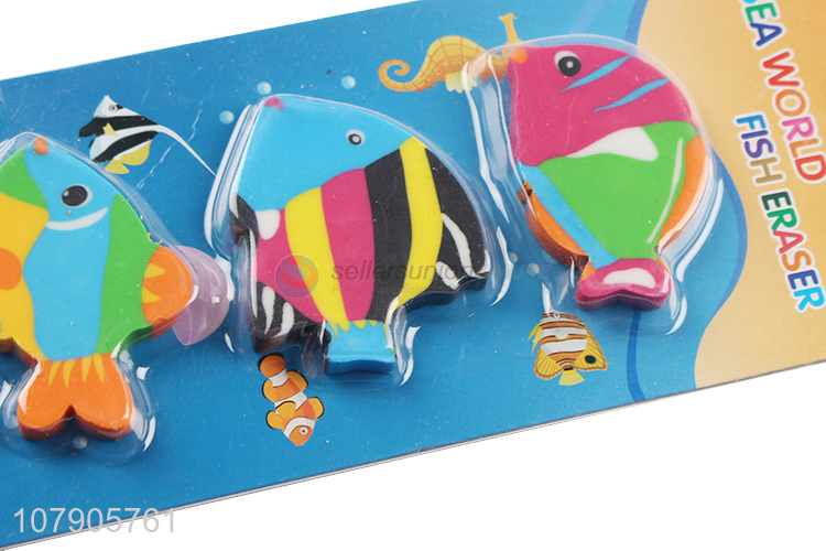 Newest Cute Fish Shape Eraser 4 Pieces Funny Erasers Stationery Set