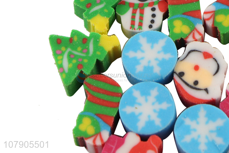 Best Quality Mini Colorful Christmas Printing Eraser Stationery Set