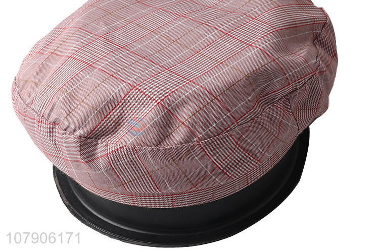 Factory supply fashionable British style plaid ladies girls beret hat