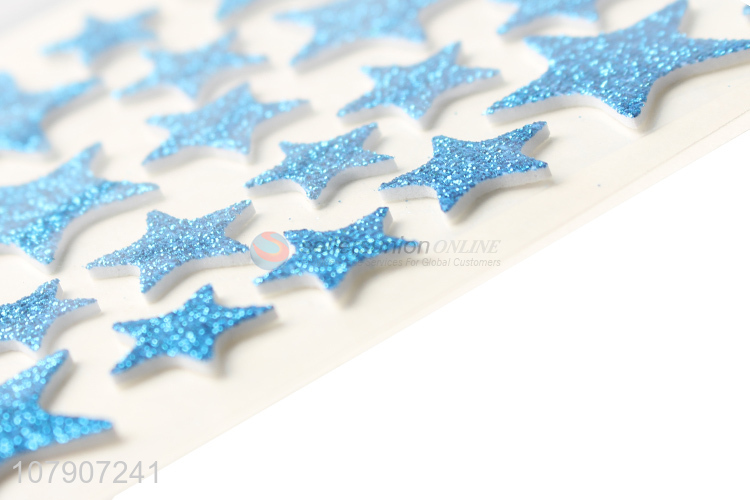 Good price blue five-pointed star glitter stickers for children