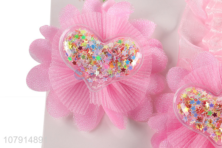 Latest Sequins Heart Hairpin Elastic Headband Set For Girls