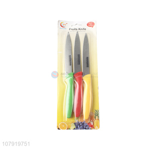 Good Quality 3 Pieces Colorful Plastic Handle Stainless Steel Fruit Knife Set