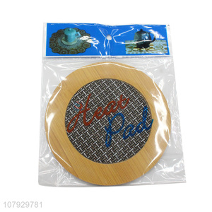 Wholesale round wooden hollow coaster insulation mesh mat kitchen tools