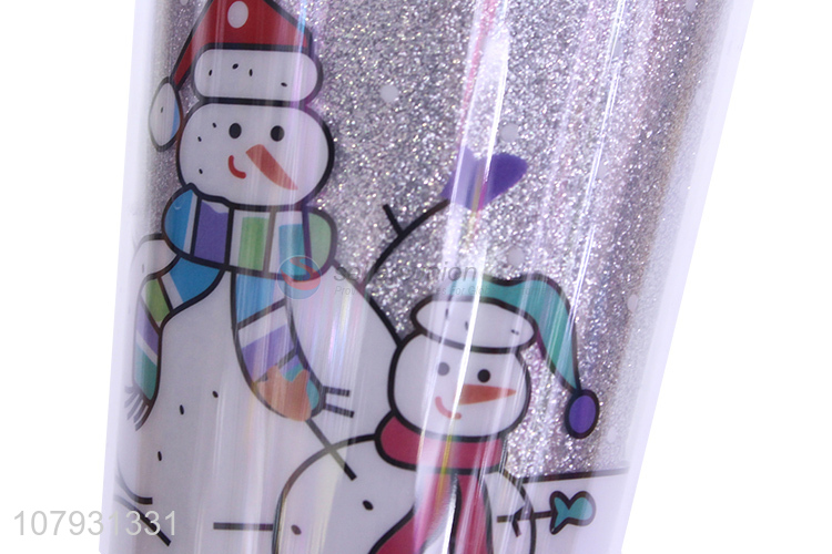 China imports Christmas straw cup double-walled plastic tumbler with straw
