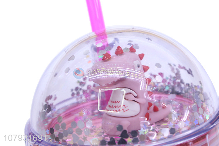 New arrival lovely cartoon double-walled straw cup coffee tumbler with straw