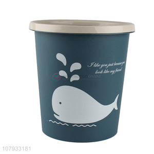 Wholesale dark green plastic trash <em>can</em> frosted printing <em>garbage</em> <em>can</em>