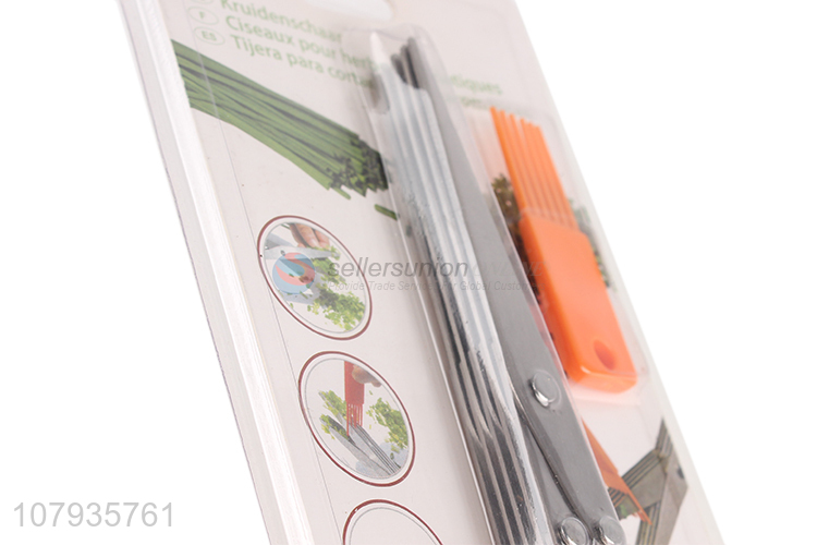 Private label multi-layer stainless steel kitchen herb shears green onion scissors