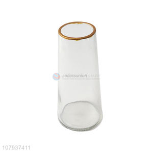 Best selling creative modern gold rimmed glass vase table vases