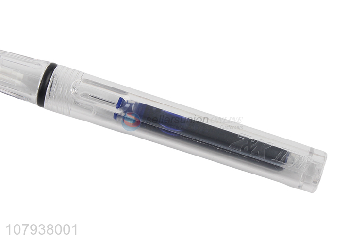 Yiwu wholesale transparent signature pen writing pen with ink sac