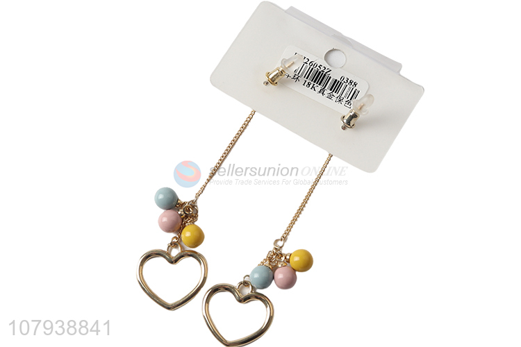 Low price decorative women jewelry earrings with long heart shape pendant