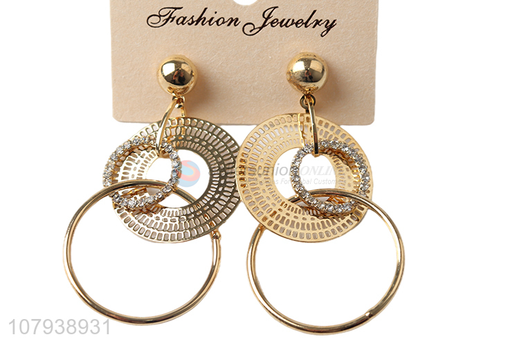 China products metal circle pendant stud earrings for women