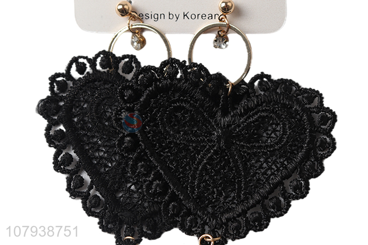 Best price black heart shape women earrings with pearls pendant