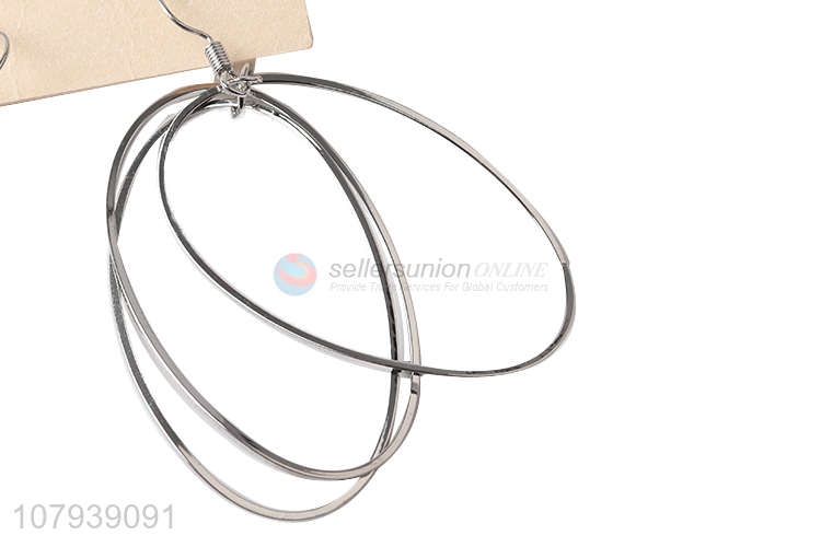 Hot selling silver metal circle pendant earrings wholesale